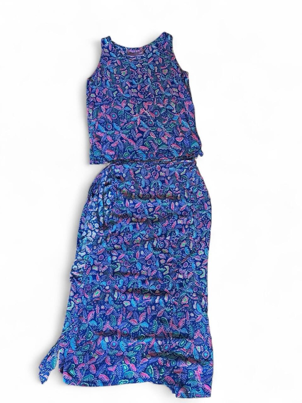 VTG Rainbow-Jo Maui Hawaii Tropical Maxi Skirt & Tank Set